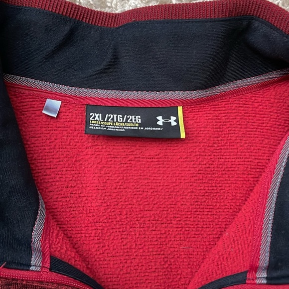 EUC Men’s Under Armour Loose Storm1 Red Heather Golf 1/4 Zip Sweatshirt Size XXL - Picture 4 of 10